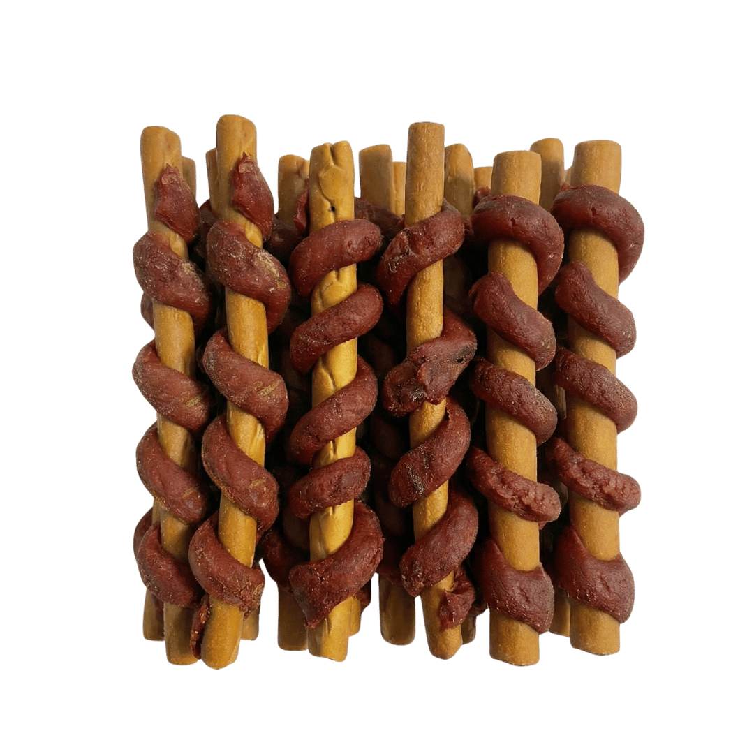 Kaustangen mit Pferdefleisch und Karotte für Hunde – natürliche Sticks ohne Rohhaut