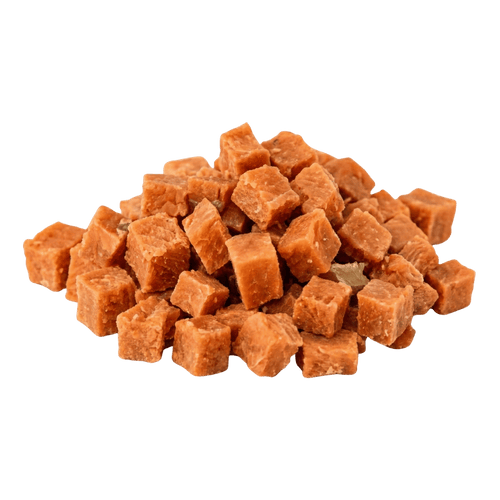 Lachs Würfel für Hunde – luftgetrocknete Lachshäppchen in Würfelform als natürlicher Monoprotein-Snack