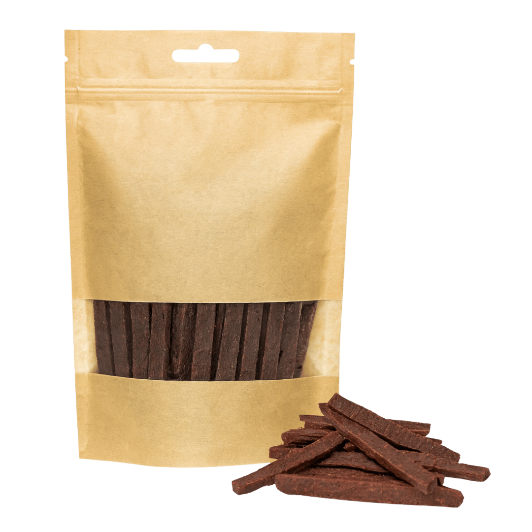 Wasserbüffel Streifen Hundesnack im wiederverschließbaren Beutel – natürliche, proteinreiche Kaustreifen für erwachsene Hunde